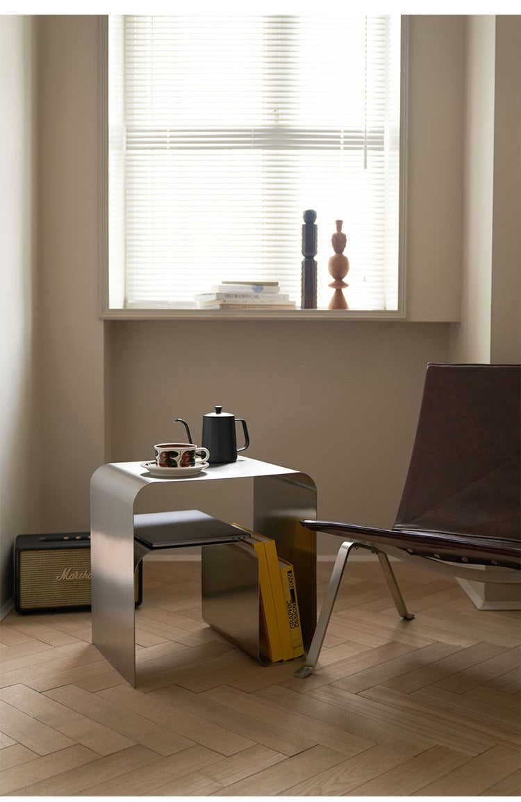 Minimalist Stainless Steel Bedside Table
