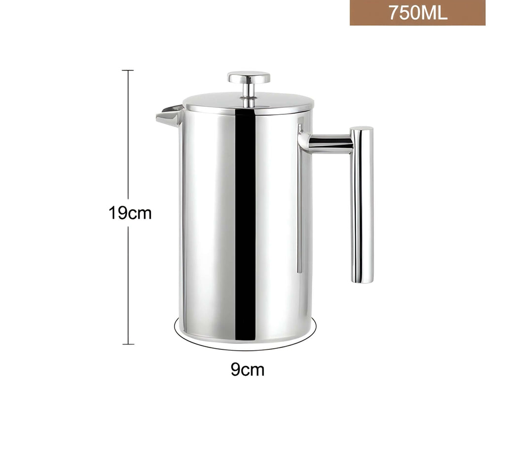 Stainless Steel French Press Coffee Pot Double-Layer Insulation (Mirror)