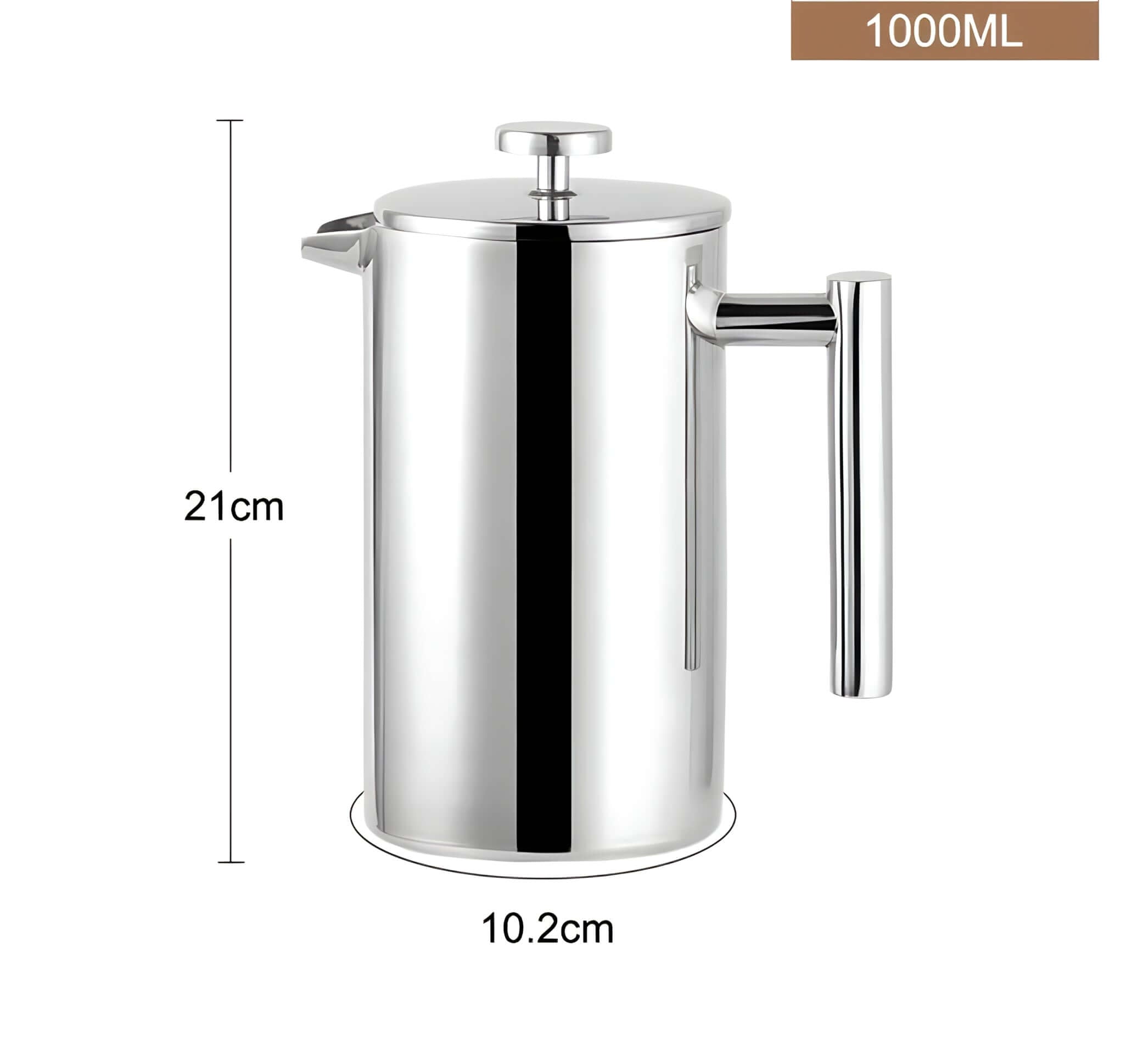 Stainless Steel French Press Coffee Pot Double-Layer Insulation (Mirror)