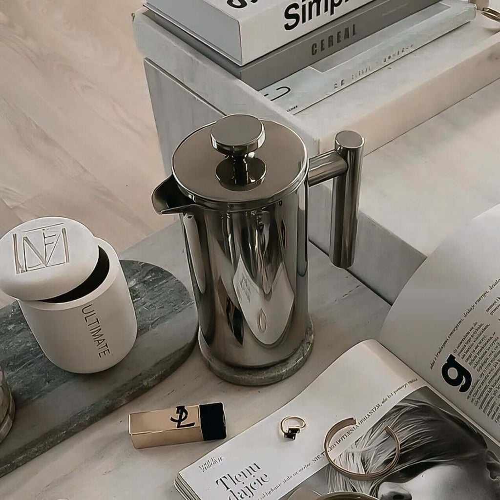 Stainless Steel French Press Coffee Pot Double-Layer Insulation (Mirror)