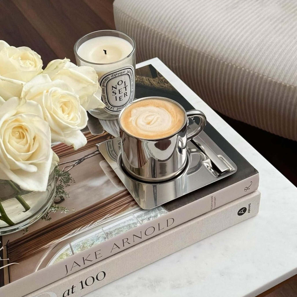 Venice Mirror Cup with a Saucer & Spoon