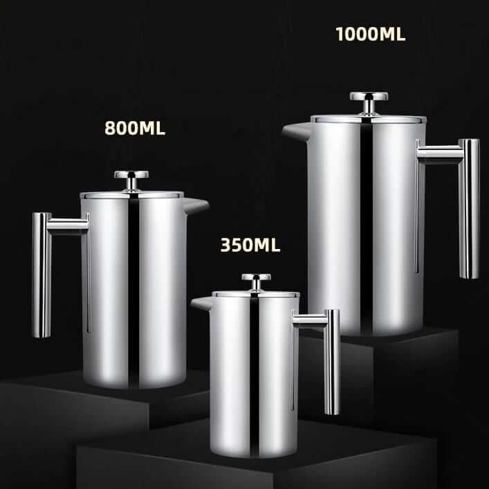 Stainless Steel French Press Coffee Pot Double-Layer Insulation (Mirror)