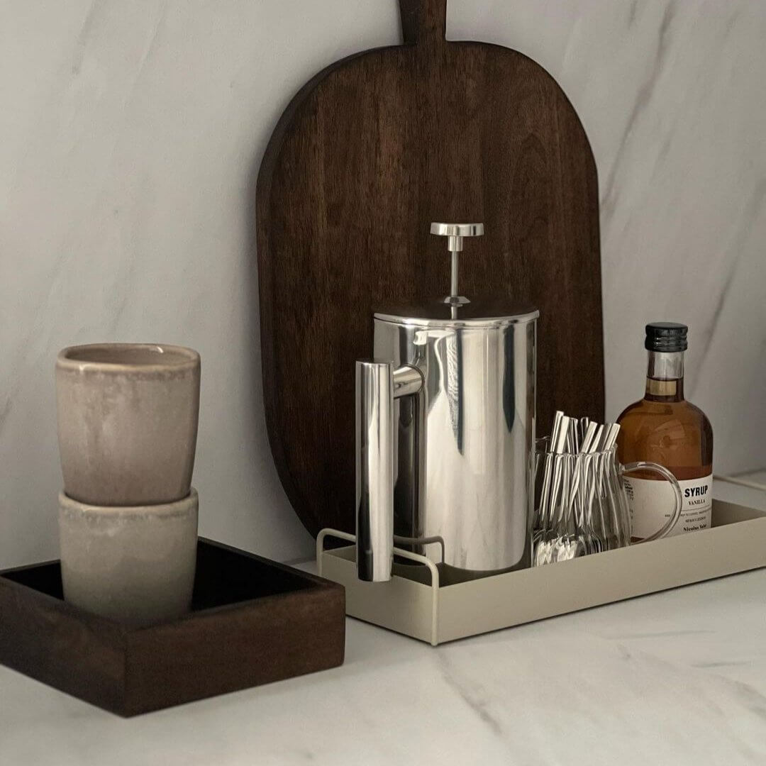 Stainless Steel French Press Coffee Pot Double-Layer Insulation (Mirror)