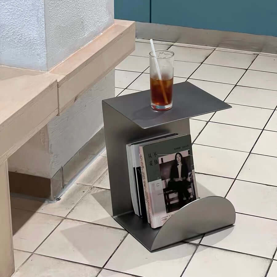 Bauhaus Steel Accent Table & Magazine Holder
