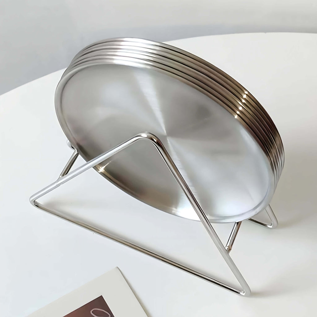 Set of Six Stainless Steel Plate