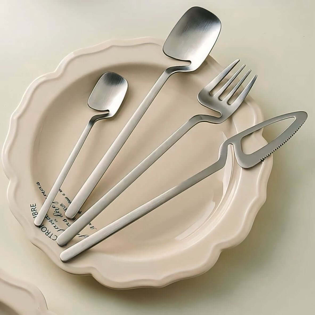 Minimalist Stainless Steel Flatware Set - Set of two