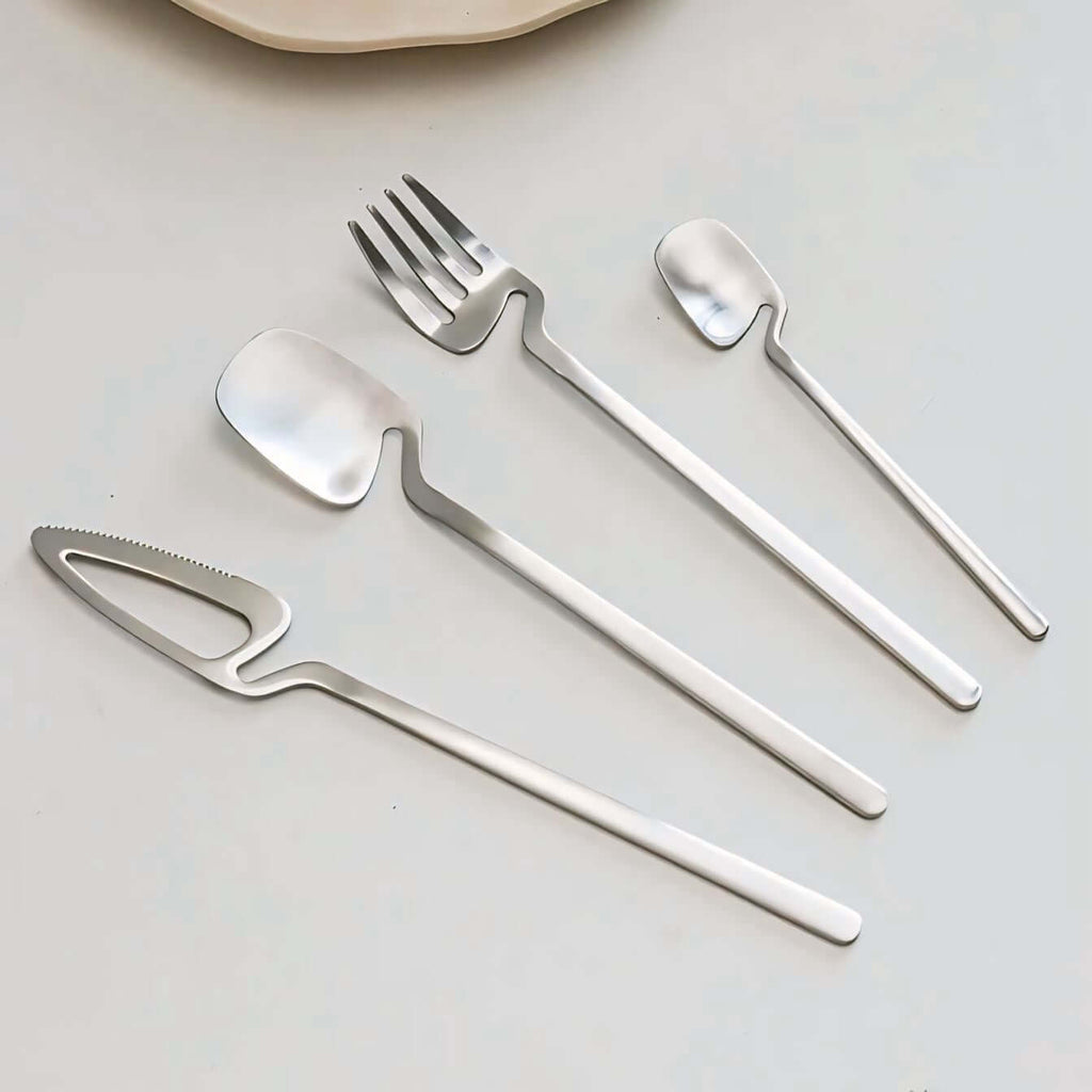 Minimalist Stainless Steel Flatware Set - Set of two