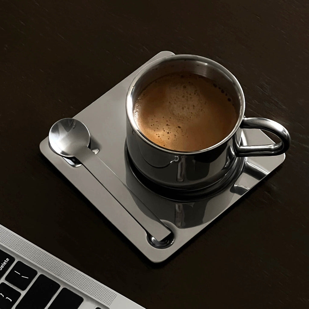 Venice Mirror Cup with a Saucer & Spoon