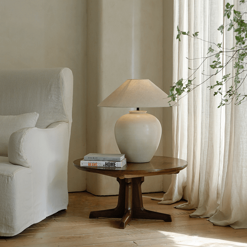 Egg Shaped Clay Pot Table Lamp