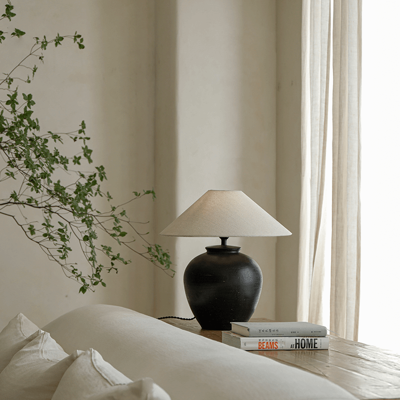 Egg Shaped Clay Pot Table Lamp