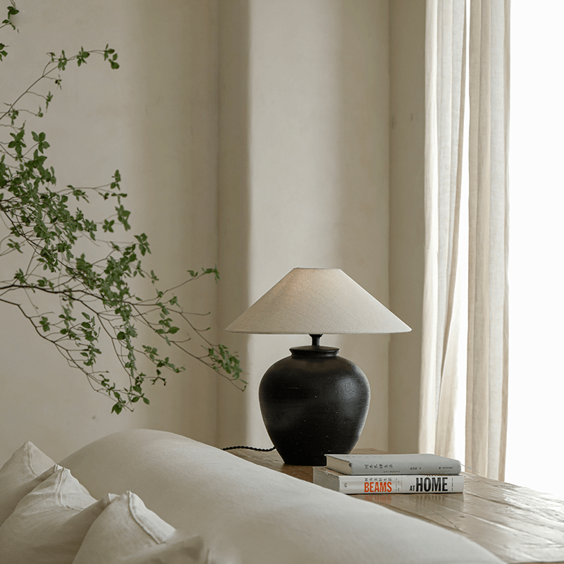 Egg Shaped Clay Pot Table Lamp