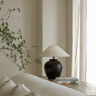 Egg Shaped Clay Pot Table Lamp