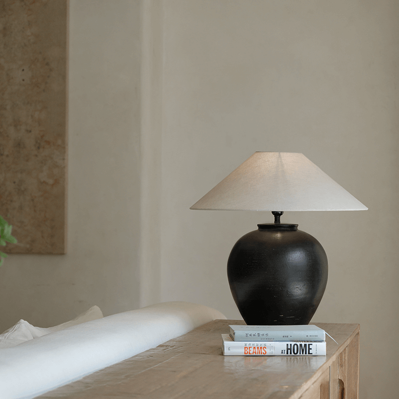 Egg Shaped Clay Pot Table Lamp