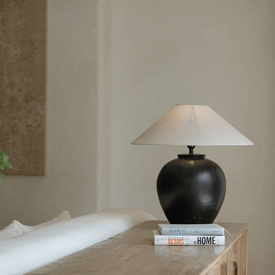 Egg Shaped Clay Pot Table Lamp