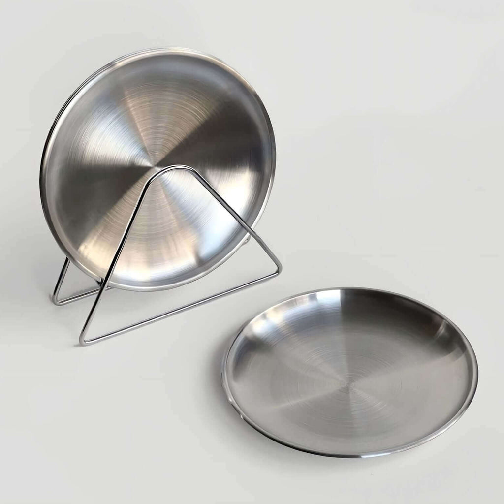 Set of Six Stainless Steel Plate